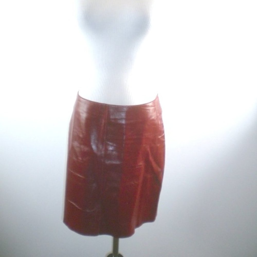 BEBE RED LEATHER SKIRT 8